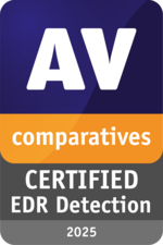 Logotipo de “Detección EDR certificada” de AV Comparatives