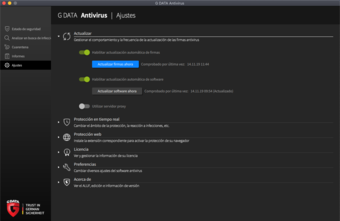 G DATA Antivirus Mac Ajustes