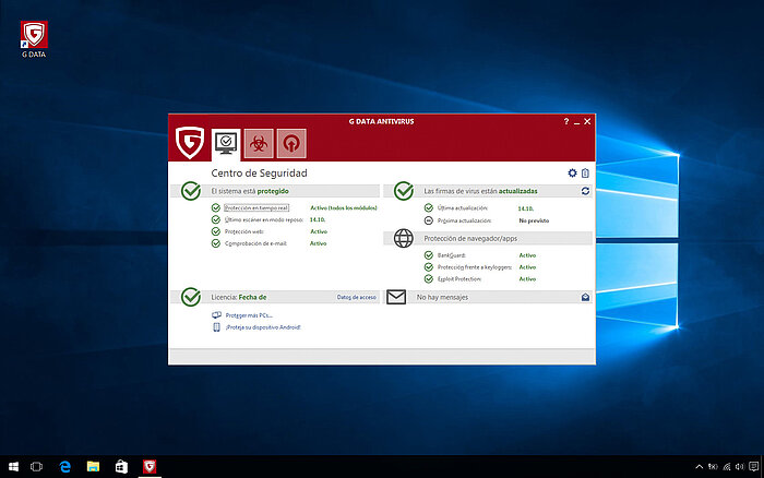G DATA Antivirus: Centro de Seguridad 