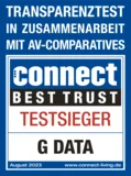 Logotipo de G DATA, ganador de la prueba Connect Best Trust